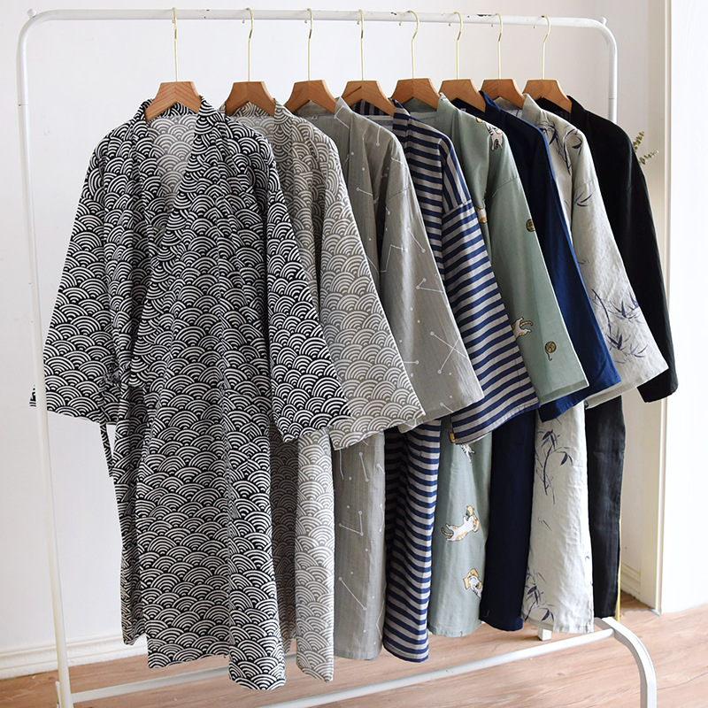 Men'S Kimono Accessories - Peignoir japonais en gaze de coton