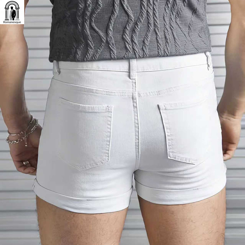 Shorts en jean blanc slim sexy - Men'S Accessories For Jeans avis et prix