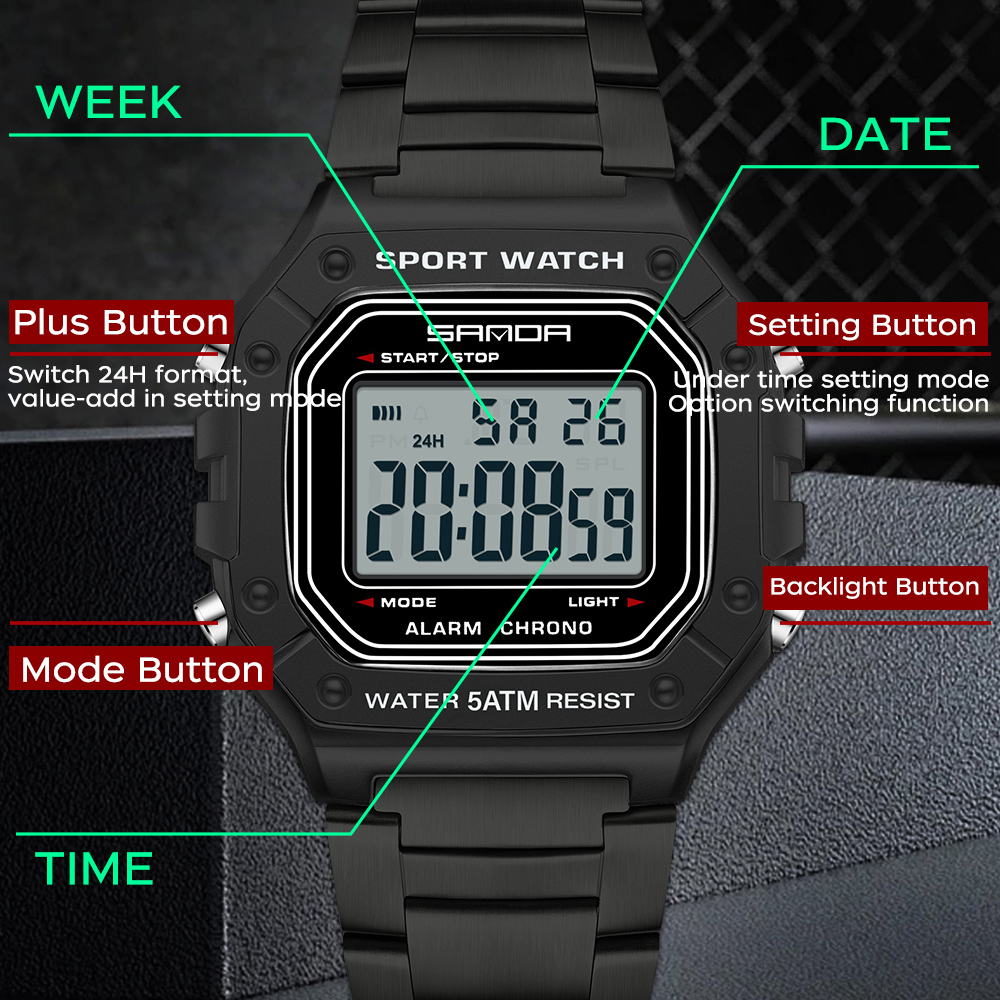 Montre numérique pour homme SA - Men'S Accessories Display avis et prix