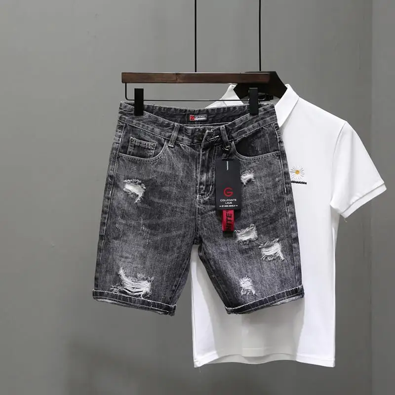 Short en jean déchiré extensib - Men'S Accessories For Jeans avis et prix